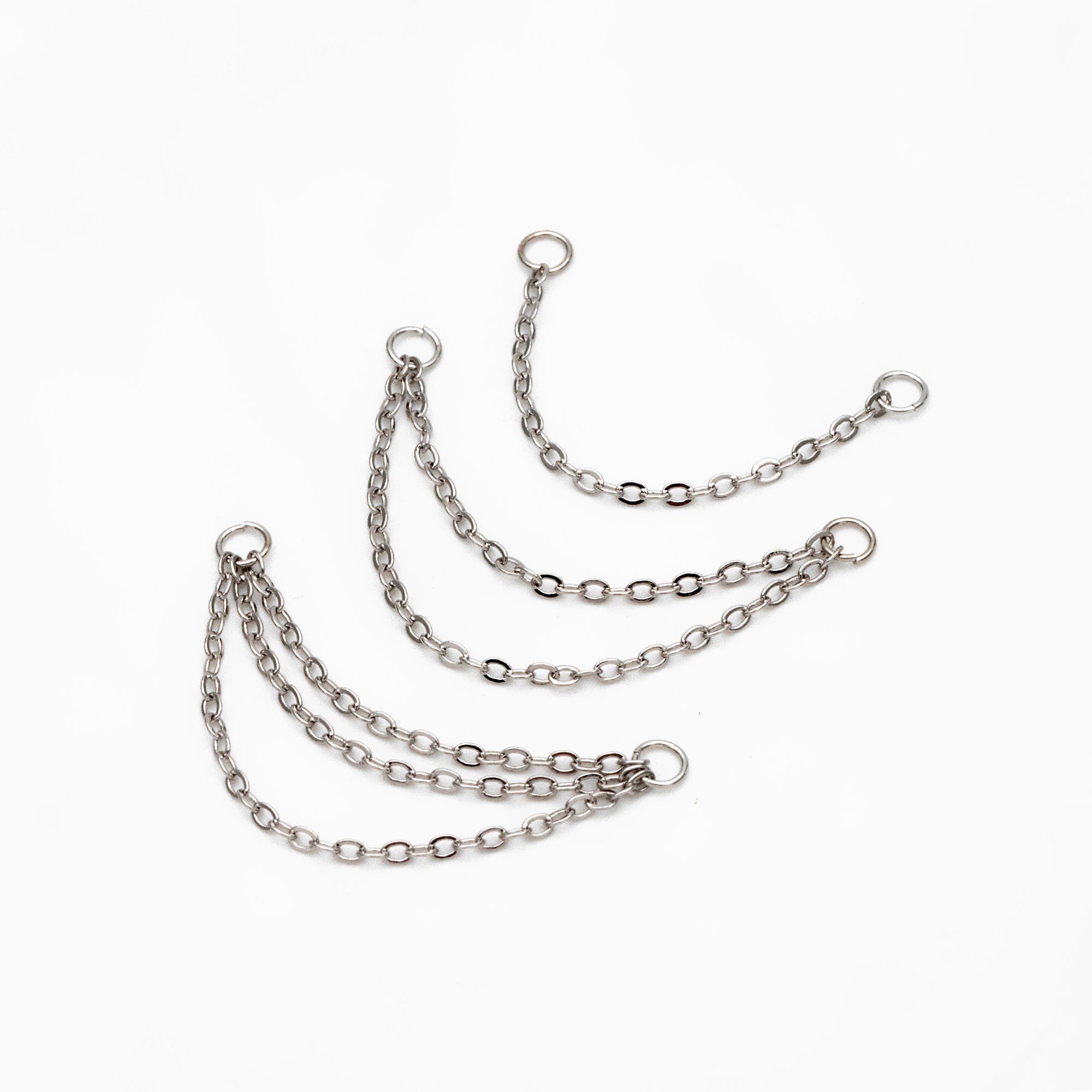 10pcs Gold/ Silver/ Rose Gold Dangle Earring Chain Charm, Earring Chain Connector, Piercing Chain, Cartilage Piercing Chain (GB-4353)